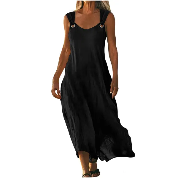 Design Sleeveless Ring-Strap Maxi Dress Red - 8