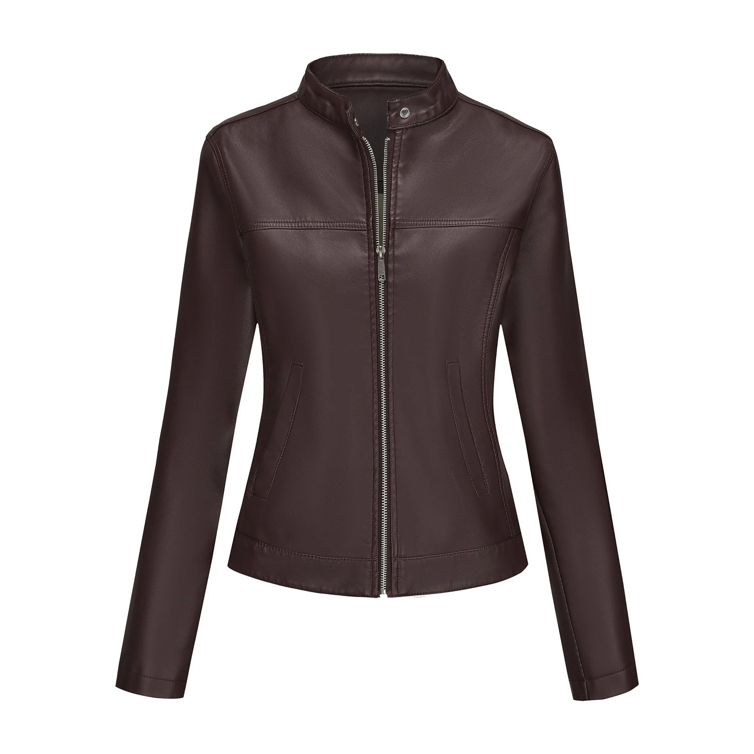 Design Faux Leather Moto Jacket Navy - 34