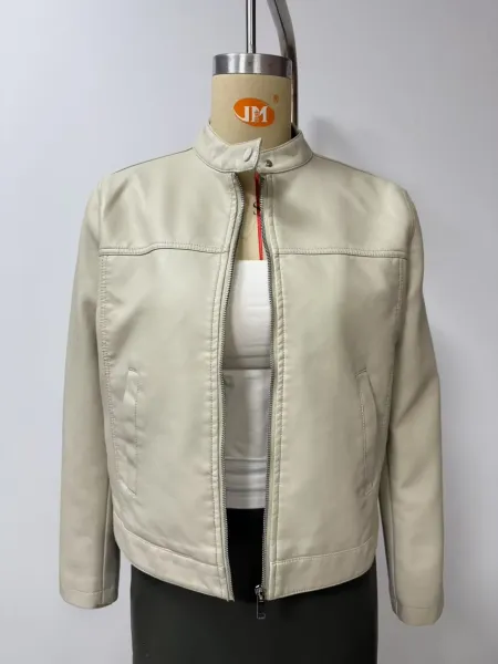 Design Faux Leather Moto Jacket Navy - 45