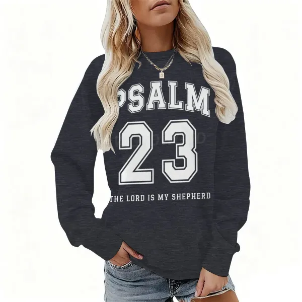 Design Psalm 23 The Lord Is My Shepherd Graphic Sweatshirt Gray Sweater - 1