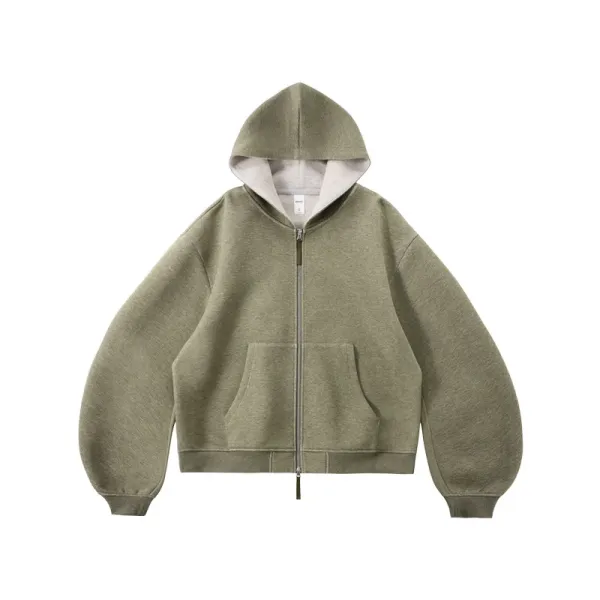 Design Oversized Zip-Up Hoodie Olive Green Hoodie - 1
