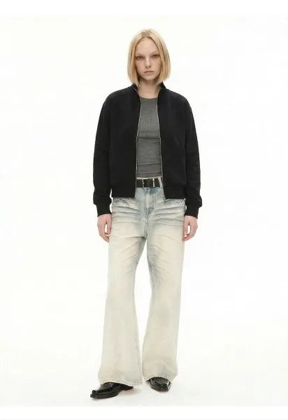 Design Zip-Up Bomber Jacket Brown Outerwear - 17