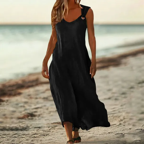 Design Sleeveless Ring-Strap Maxi Dress Red - 22