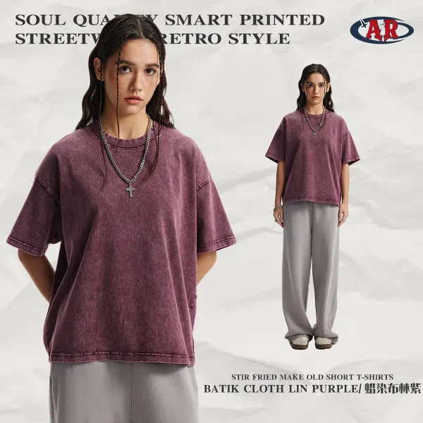 Design AR Stir Fried Make Old Short T-Shirt Lin Purple T-Shirt Tops.t Shirts - 1