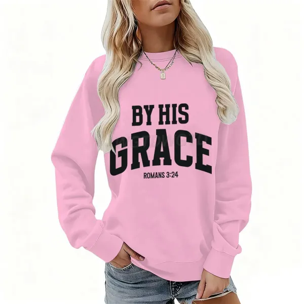 Design By His Grace Romans 3:24 Pink Hoodie - 1
