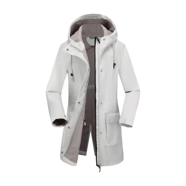 Design Hooded Trench Coat White with Gray Lining Outerwear.trench Coat - 1