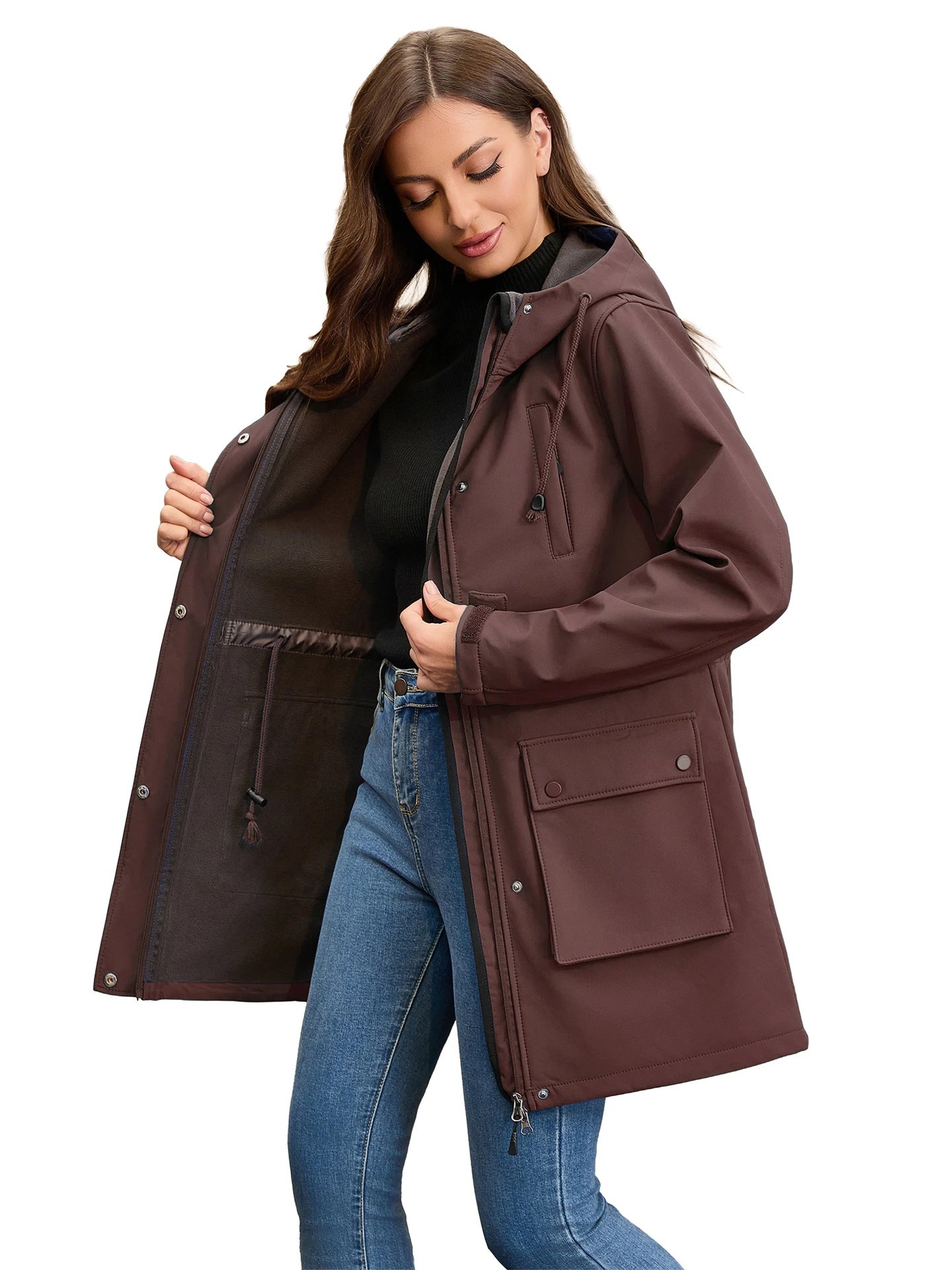Design Parka-Style Hooded Coat Army Green Outerwear - 24