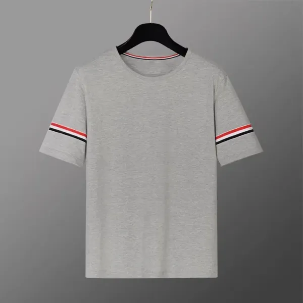 Design Striped Cuff T-Shirt Gray - 1