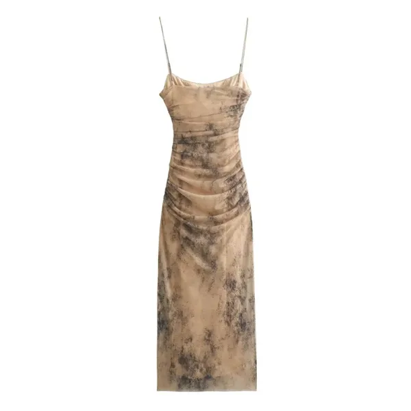 Design Ombre Draped Slip Dress Beige to Black - 8