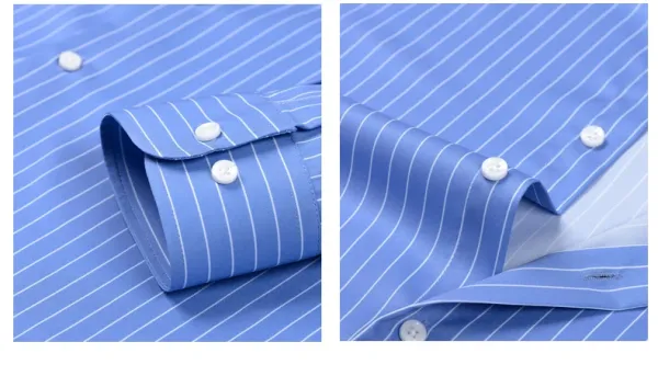 Design Striped Button-Down Shirt Navy Red White - 21