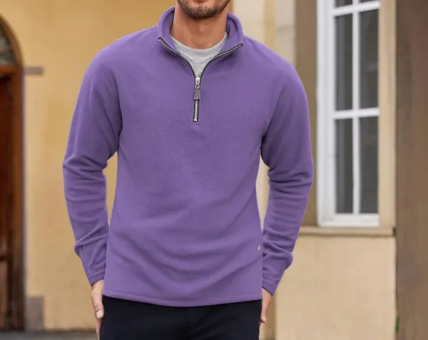 Design Quarter-Zip Fleece Pullover Black Sweater - 59