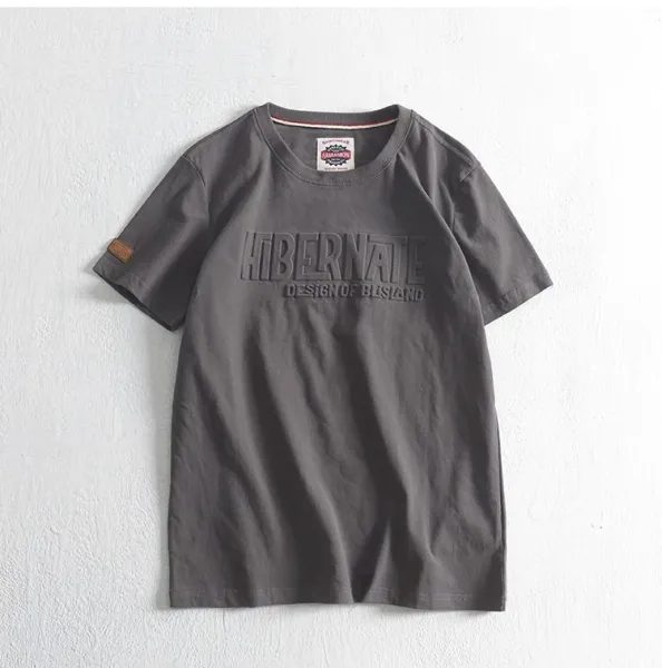 Design American Vintage Logo Embossed T-Shirt Dark Green T-Shirt T-Shirts - 9