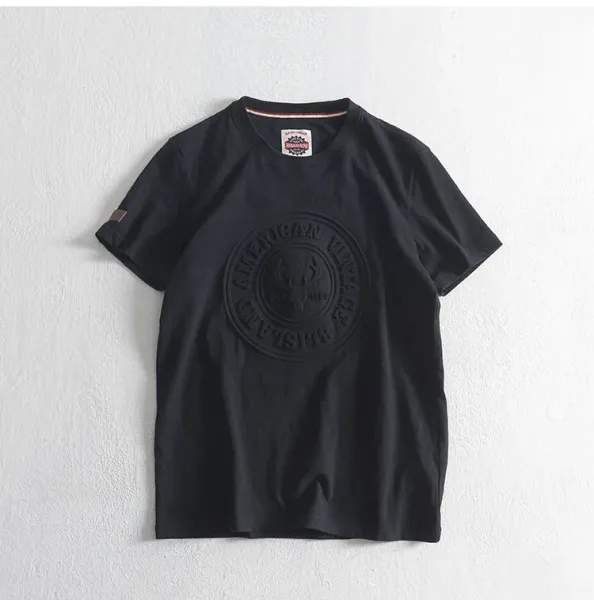 Design American Vintage Logo Embossed T-Shirt Dark Green T-Shirt T-Shirts - 17