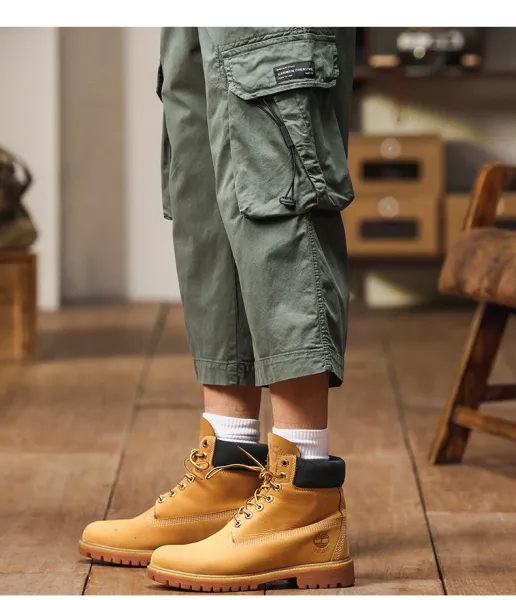 Design Cargo Pants Black + Timberland Boots Wheat Boots - 17
