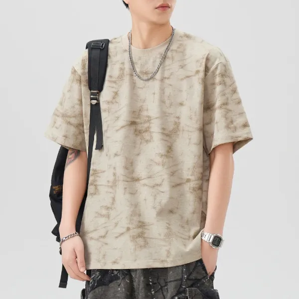 Design Tie-Dye Oversized T-Shirt Beige Multicolor T-Shirt - 1
