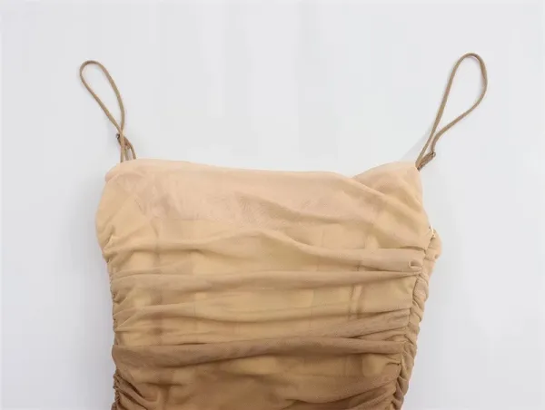Design Ombre Draped Slip Dress Beige to Black - 14
