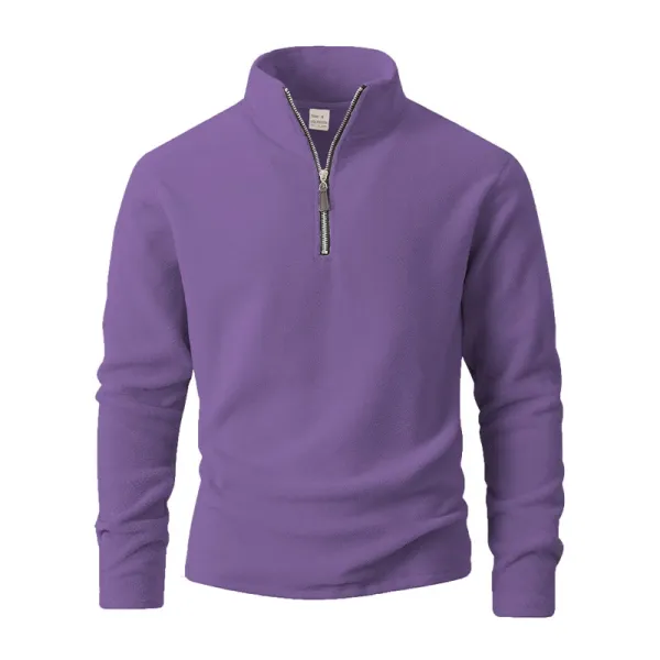 Design Quarter-Zip Fleece Pullover Black Sweater - 62