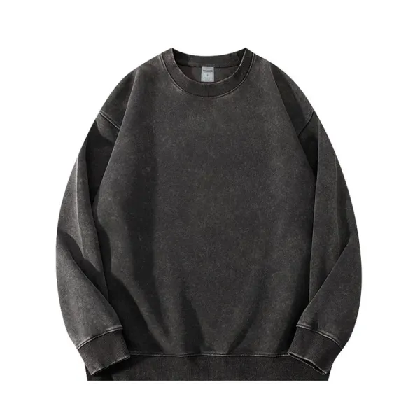 Design Acid Wash Black Oversized Sweatshirt Hoodie - 1