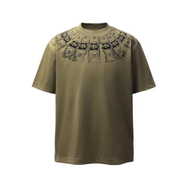 Design Money Print Olive Green T-Shirt - 1
