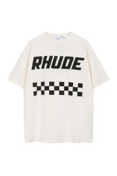 Rhude Checkerboard Logo T-Shirt Off-White - 1