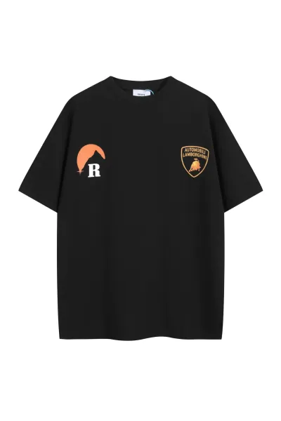 Rhude x Automobili Lamborghini Graphic Print Black T-Shirt - 1