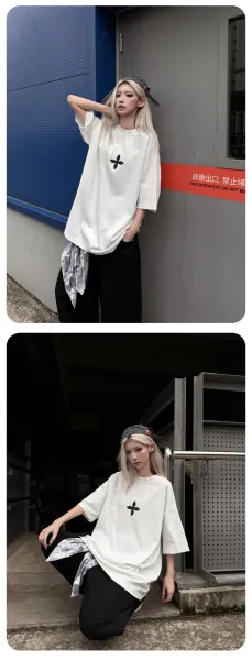 Design Oversized T-Shirt with Black Floral Logo White T-Shirt Tops.t Shirts - 8