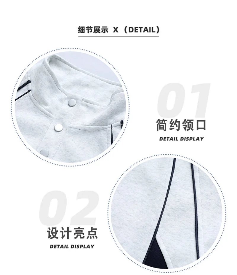 Design Color-Block Half-Zip Pullover Navy and Gray Hoodie - 7