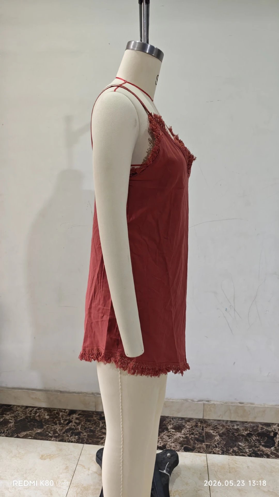 Design Linen Fringe Mini Dress Rust - 14