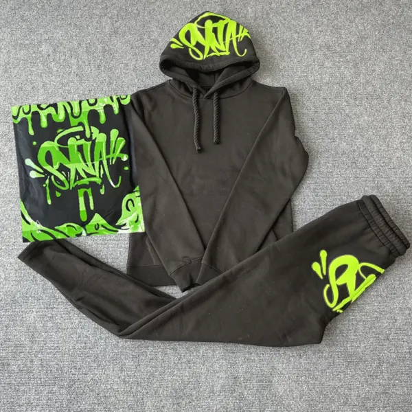 Design Graffiti Hoodie and Sweatpants Set in Sky Blue with Sticker Pack - 5