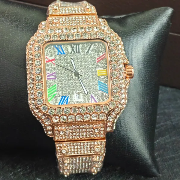Design Square Crystal-Encrusted Watch Multicolor Rose Gold Tone Watch Watches - 6