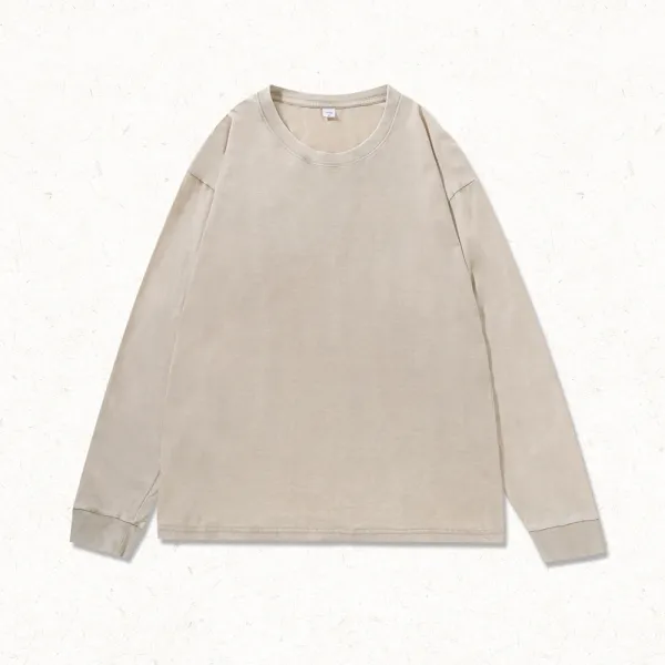 Design Oversized Long Sleeve T-Shirt Beige - 1
