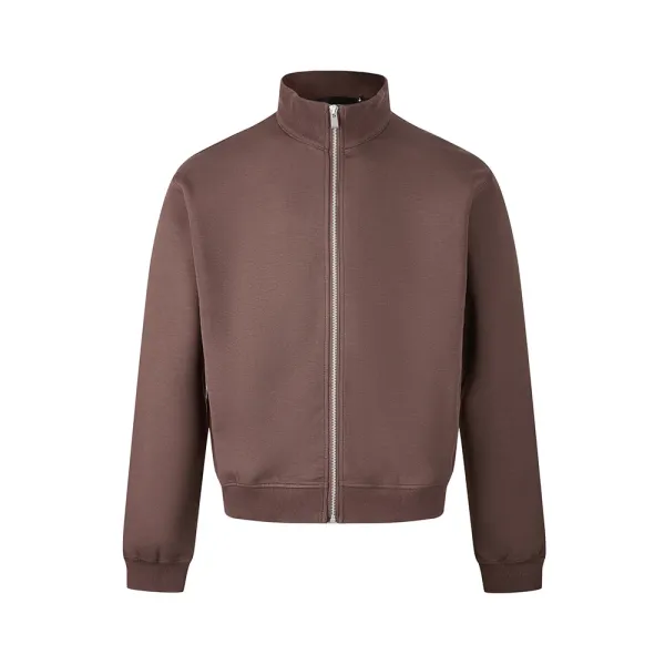 Design Zip-Up Bomber Jacket Brown Outerwear - 1