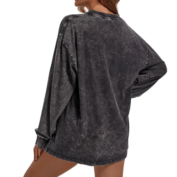 Design Acid Wash Olive Long Sleeve Tee T-Shirts - 18