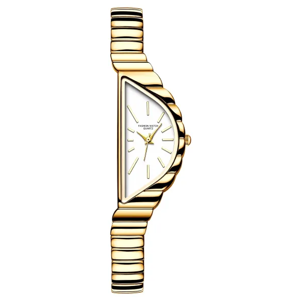 Design Triangle Dial Gold Tone Quartz Watch Watches - 1