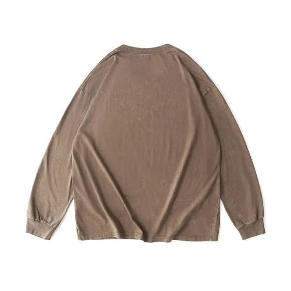 Design Acid Wash Olive Long Sleeve Tee T-Shirts - 25