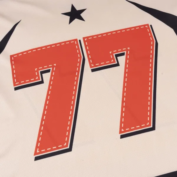 Design Kingson Custom Football Jersey 77 Cream Red Black Jersey - 14