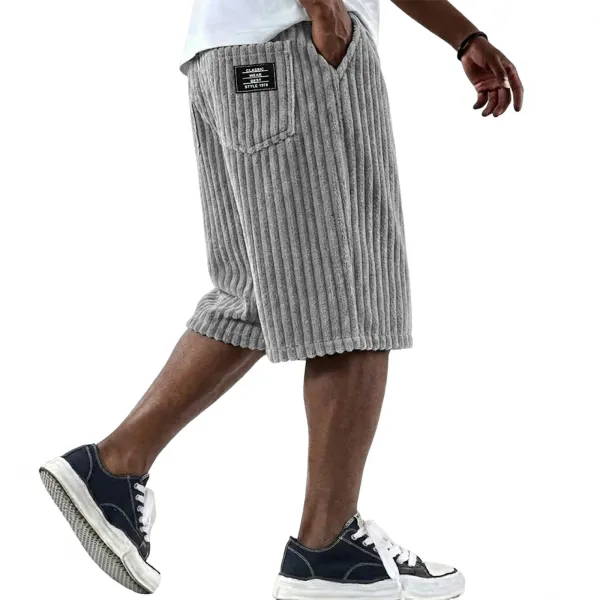Design Corduroy Shorts Gray Casual Shorts - 1
