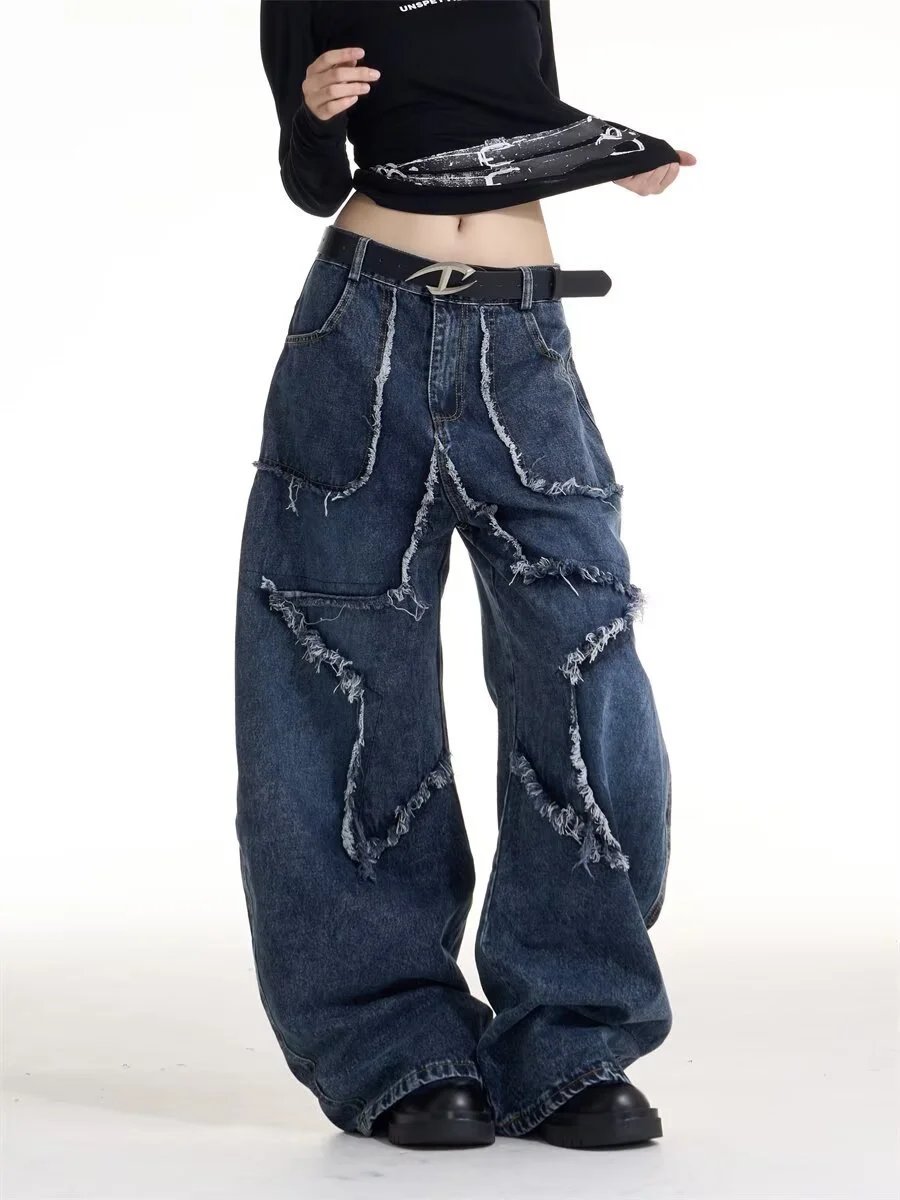 Design Distressed Wide-Leg Jeans Blue - 3