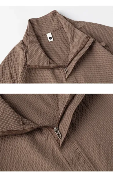 Design Waffle-Textured Half-Zip Poncho Top Brown - 18