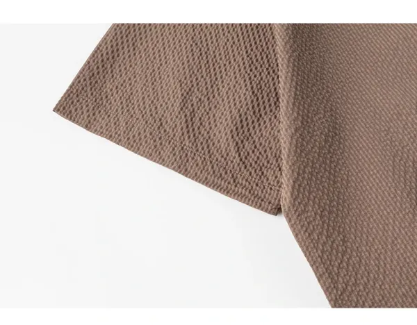 Design Waffle-Textured Half-Zip Poncho Top Brown - 20