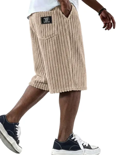Design Corduroy Shorts Light Blue Casual Shorts - 8