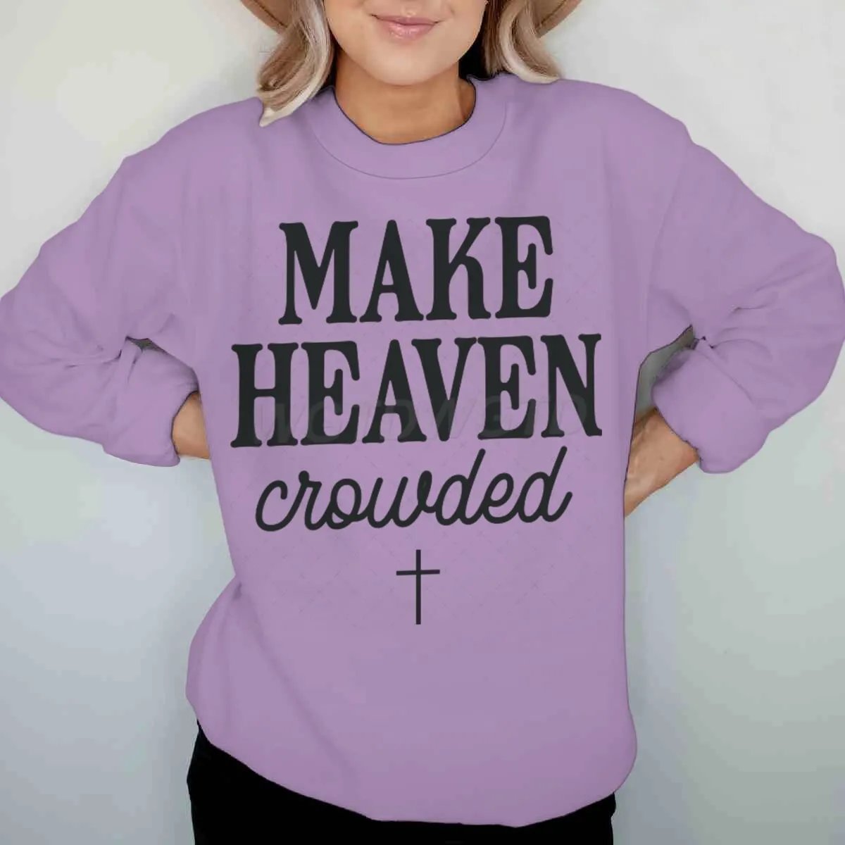 Design Make Heaven Crowded Purple Graphic Sweatshirt Sweater - 1