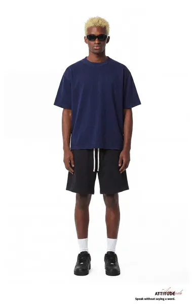 Design Silent Grey 3035 Washed Black Oversized T-Shirt T-Shirts - 16