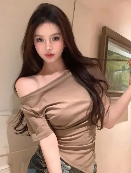 Design Off-Shoulder Asymmetrical Long Sleeve Top in New Year Red - 9