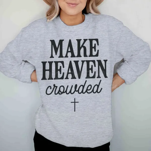 Design Make Heaven Crowded Graphic Sweatshirt Gray Sweater - 1