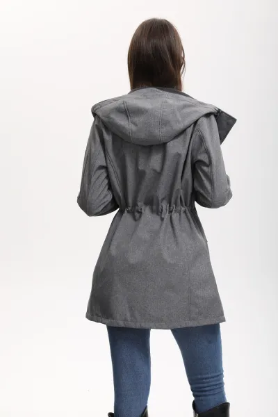 Design Water-Resistant Hooded Trench Coat in Black Outerwear - 8