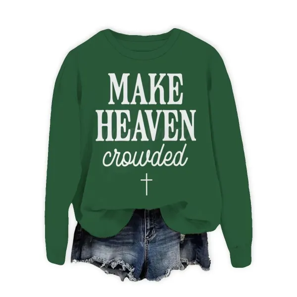Design Make Heaven Crowded Green Cropped Sweatshirt Sweater - 1