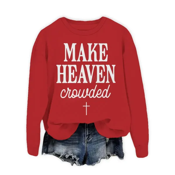 Design Make Heaven Crowded Red Cropped Sweatshirt Sweater - 1