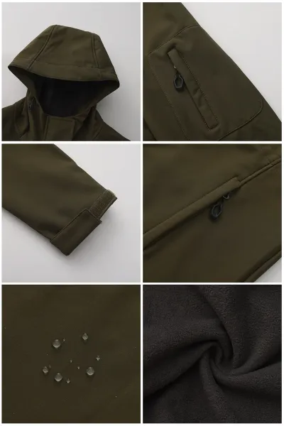 Design Water-Resistant Hooded Trench Coat in Black Outerwear - 20