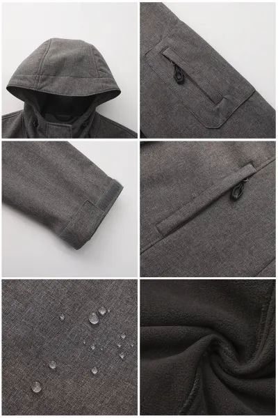 Design Water-Resistant Hooded Trench Coat in Black Outerwear - 23